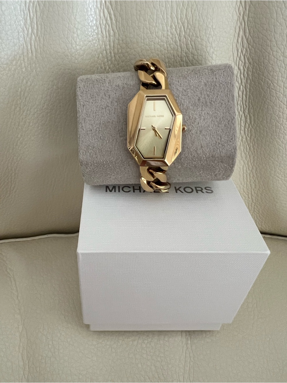 Michael Kors Rose Gold Chain-Link Geometric Bracelet Watch